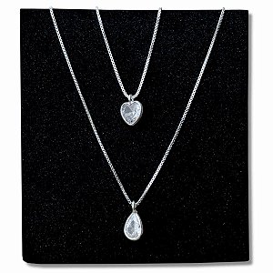 Colar Pingente Ponto Luz Zircônia Cristal Prata 925 Legítima 45cm