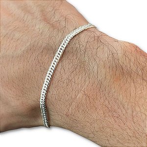 Pulseira Maculina Grumet Dupla 3mm Prata 925 Legítima Maciça