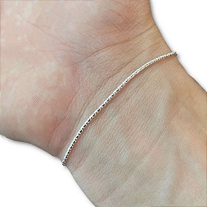 Pulseira Feminina Pipoca Lisa Prata 925 Legítima Maciça Fina