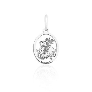 Pingente Medalha de São Jorge de Prata Legítima 925 Original