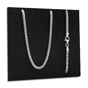 Corrente Feminina Pipoca 3mm 45cm Prata 925 Legítima Maciça