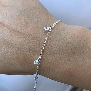 Pulseira Feminina 5 Zircônia de Prata 925 Legítima Original