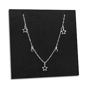 Corrente Feminina Zircônia Azul e Pingente Estrela Prata 925