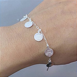 Pulseira Feminina 10 Mandamentos Prata 925 Original Legítima