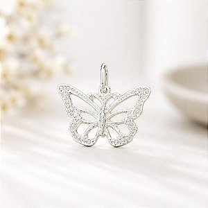 Pingente Feminino Borboleta de Prata 925 Original Maciça