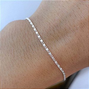 Pulseira Feminina Fina Delicada de Prata 925 Legítima Maciça