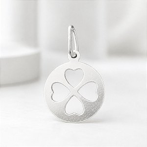 Pingente Feminino Medalha Trevo Sorte de Prata 925 Original