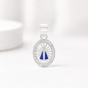 Pingente Feminino Nossa Senhora Aparecida Zircônia Prata 925