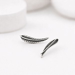 Brinco Ear Cuff Folha de Prata 925 Maciça Legítima Original