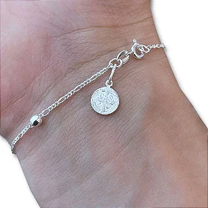 Pulseira Feminina com São Bento Prata 925 Legítima Original