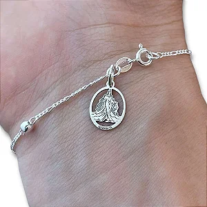 Pulseira Feminina com Pingente Iemanjá Prata 925 Legítima