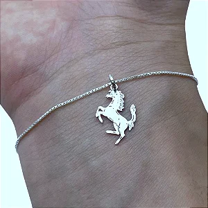Pulseira Feminina com Pingente Cavalo Prata 925 Legítima