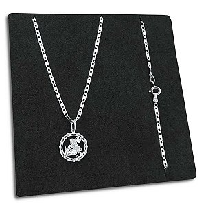 Corrente Piastrine Lacre 2mm e Medalha São Jorge Prata 925