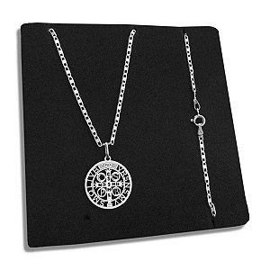 Corrente Piastrine Lacre 2mm com Medalha São Bento Prata 925