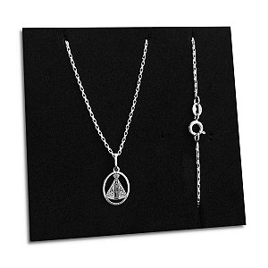 Colar Feminino Nossa Senhora Aparecida Prata 925 Tijolinho