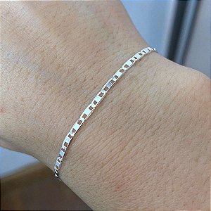 Pulseira Masculina Piastrine 2mm Prata 925 Legítima Original