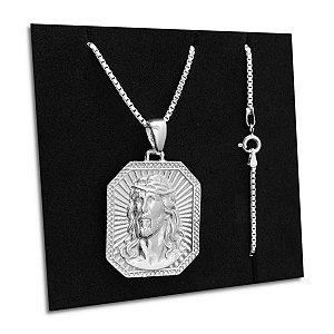 Colar Pingente Rosto Face Jesus Cristo Prata 925 Legítima