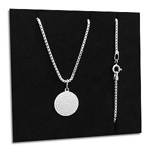 Colar e Pingente Medalha Pai Nosso Prata 925 Legítima Maciça