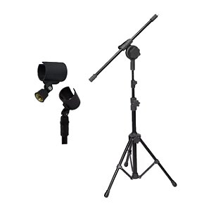 Pedestal Para Microfone Com Gatilho E 2 Estágios + Cachimbo - LOCAÇÃO