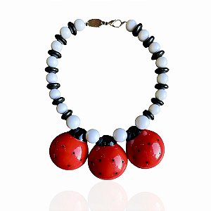 Choker Três Ladybug Preto E Branco