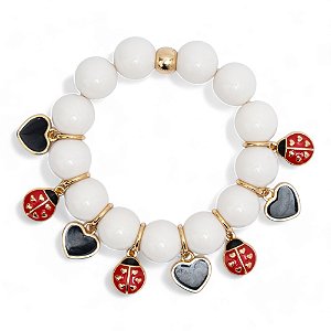 Pulseira Bubble Joaninha Branca