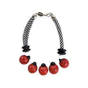 Choker Cinco Ladybug Preto E Branco