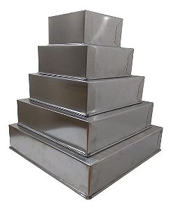 Conjunto Forma Bolo Quadrada Fundo Fixo com 5 unidades ( Aluminio)