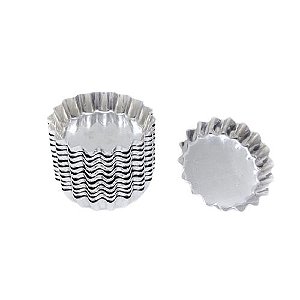 Forminha Torta Maça Nº1  Fixa Crespa Aluminio  Com 12 Unidade