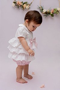 Conjunto Bebê  Listras Rosa e Branco