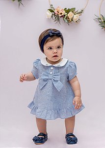 Conjunto Bebê  Xadrez Principe de Gales Azul Claro