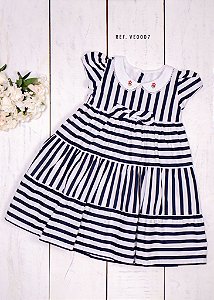 Vestido Infantil  Listras Marinho e Branco