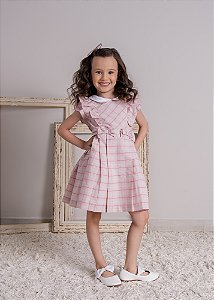 Vestido Infantil Xadrez Rosê