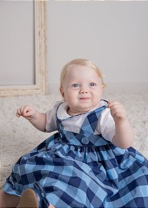 Vestido Bebê Xadrez Vichy Azul