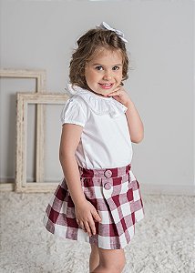 Conjunto Infantil Xadrez Vichy Vinho