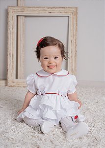 Conjunto Bebê Listrado Cinza e Branco