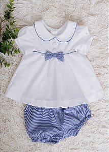 Conjunto Bebê Listras Azul e Branco