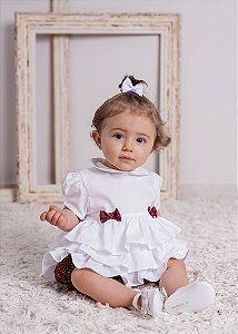 Conjunto Bebê Poa Vinho