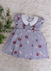 Vestido Bebê Cinza Cerejas