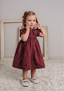 Vestido Bebê Poa Vinho