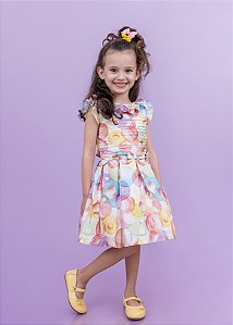Vestido Infantil Infantil Bolhas Coloridas