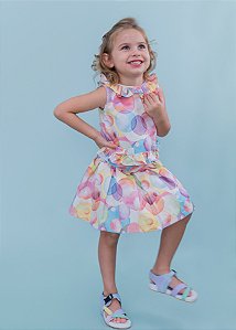 Conjunto Infantil Cropped Bolhas Coloridas