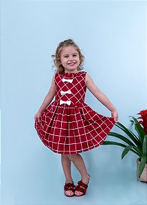 Vestido Infantil Quadriculado Vermelho