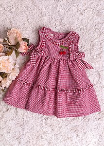 Vestido Bebê Xadrez Babadinhos Vermelho
