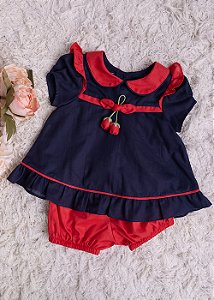 Conjunto Bebê Marinho e Vermelho Tulipinha