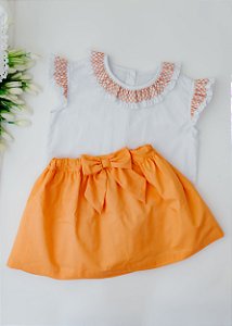 Conjunto de Saia Infantil Laranja
