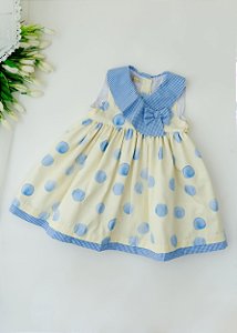 Vestido Bebê Bolas Amarelo e Azul