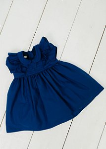 Vestido Bebê Tricoline Marinho Basic