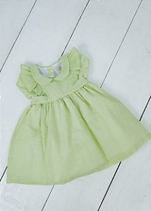 Vestido Bebê Linho Verde Erva Doce Basic