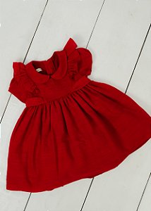 Vestido Bebê Linho Vermelho Basic