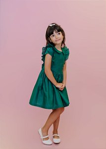 Vestido Infantil Linho Verde Gucci Basic